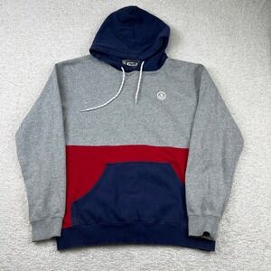 Neff Men Colorblock Forever Friends Hoodie Grey Red Blue Sweatshirt Medium